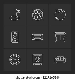 Set of 9 icons, for web, internet, mobile apps, interface design: business, finance, shopping, communication, fitness, computer, media, transportation, travel, easter, christmas, summer, device