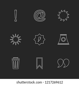 Set of 9 icons, for web, internet, mobile apps, interface design: business, finance, shopping, communication, fitness, computer, media, transportation, travel, easter, christmas, summer, device