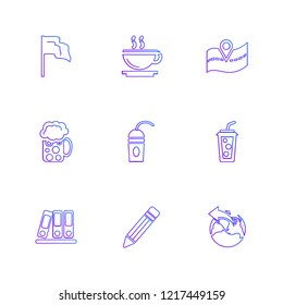 Set of 9 icons, for web, internet, mobile apps, interface design: business, finance, shopping, communication, fitness, computer, media, transportation, travel, easter, christmas, summer, device