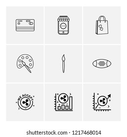 Set of 9 icons, for web, internet, mobile apps, interface design: business, finance, shopping, communication, fitness, computer, media, transportation, travel, easter, christmas, summer, device
