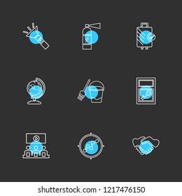 Set of 9 icons, for web, internet, mobile apps, interface design: business, finance, shopping, communication, fitness, computer, media, transportation, travel, easter, christmas, summer, device