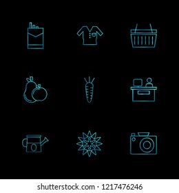 Set of 9 icons, for web, internet, mobile apps, interface design: business, finance, shopping, communication, fitness, computer, media, transportation, travel, easter, christmas, summer, device