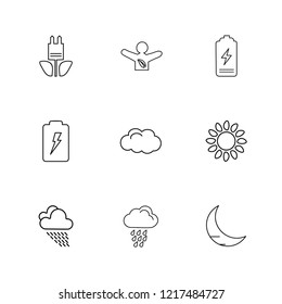 Set of 9 icons, for web, internet, mobile apps, interface design: business, finance, shopping, communication, fitness, computer, media, transportation, travel, easter, christmas, summer, device