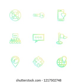 Set of 9 icons, for web, internet, mobile apps, interface design: business, finance, shopping, communication, fitness, computer, media, transportation, travel, easter, christmas, summer, device