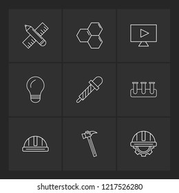 Set of 9 icons, for web, internet, mobile apps, interface design: business, finance, shopping, communication, fitness, computer, media, transportation, travel, easter, christmas, summer, device