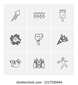 Set of 9 icons, for web, internet, mobile apps, interface design: business, finance, shopping, communication, fitness, computer, media, transportation, travel, easter, christmas, summer, device