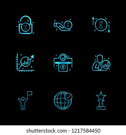 Set of 9 icons, for web, internet, mobile apps, interface design: business, finance, shopping, communication, fitness, computer, media, transportation, travel, easter, christmas, summer, device