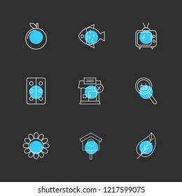 Set of 9 icons, for web, internet, mobile apps, interface design: business, finance, shopping, communication, fitness, computer, media, transportation, travel, easter, christmas, summer, device