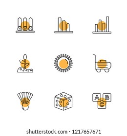 Set of 9 icons, for web, internet, mobile apps, interface design: business, finance, shopping, communication, fitness, computer, media, transportation, travel, easter, christmas, summer, device