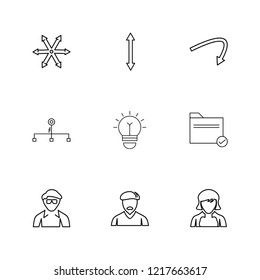 Set of 9 icons, for web, internet, mobile apps, interface design: business, finance, shopping, communication, fitness, computer, media, transportation, travel, easter, christmas, summer, device