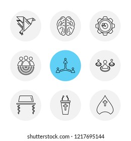 Set of 9 icons, for web, internet, mobile apps, interface design: business, finance, shopping, communication, fitness, computer, media, transportation, travel, easter, christmas, summer, device