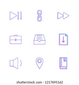 Set of 9 icons, for web, internet, mobile apps, interface design: business, finance, shopping, communication, fitness, computer, media, transportation, travel, easter, christmas, summer, device