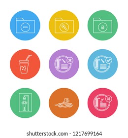 Set of 9 icons, for web, internet, mobile apps, interface design: business, finance, shopping, communication, fitness, computer, media, transportation, travel, easter, christmas, summer, device