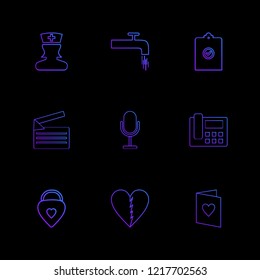 Set of 9 icons, for web, internet, mobile apps, interface design: business, finance, shopping, communication, fitness, computer, media, transportation, travel, easter, christmas, summer, device