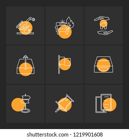 Set of 9 icons, for web, internet, mobile apps, interface design: business, finance, shopping, communication, fitness, computer, media, transportation, travel, easter, christmas, summer, device