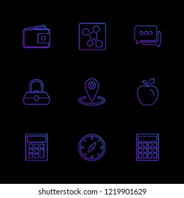 Set of 9 icons, for web, internet, mobile apps, interface design: business, finance, shopping, communication, fitness, computer, media, transportation, travel, easter, christmas, summer, device