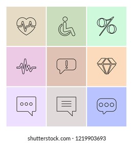 Set of 9 icons, for web, internet, mobile apps, interface design: business, finance, shopping, communication, fitness, computer, media, transportation, travel, easter, christmas, summer, device