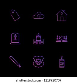 Set of 9 icons, for web, internet, mobile apps, interface design: business, finance, shopping, communication, fitness, computer, media, transportation, travel, easter, christmas, summer, device