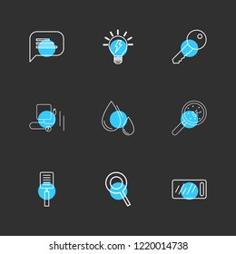 Set of 9 icons, for web, internet, mobile apps, interface design: business, finance, shopping, communication, fitness, computer, media, transportation, travel, easter, christmas, summer, device