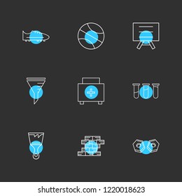 Set of 9 icons, for web, internet, mobile apps, interface design: business, finance, shopping, communication, fitness, computer, media, transportation, travel, easter, christmas, summer, device