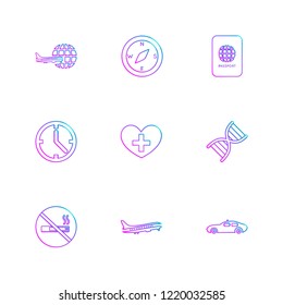 Set of 9 icons, for web, internet, mobile apps, interface design: business, finance, shopping, communication, fitness, computer, media, transportation, travel, easter, christmas, summer, device