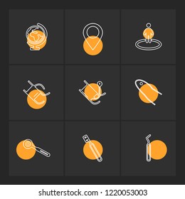 Set of 9 icons, for web, internet, mobile apps, interface design: business, finance, shopping, communication, fitness, computer, media, transportation, travel, easter, christmas, summer, device