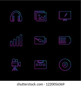 Set of 9 icons, for web, internet, mobile apps, interface design: business, finance, shopping, communication, fitness, computer, media, transportation, travel, easter, christmas, summer, device