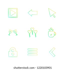 Set of 9 icons, for web, internet, mobile apps, interface design: business, finance, shopping, communication, fitness, computer, media, transportation, travel, easter, christmas, summer, device