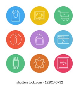Set of 9 icons, for web, internet, mobile apps, interface design: business, finance, shopping, communication, fitness, computer, media, transportation, travel, easter, christmas, summer, device
