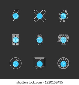 Set of 9 icons, for web, internet, mobile apps, interface design: business, finance, shopping, communication, fitness, computer, media, transportation, travel, easter, christmas, summer, device