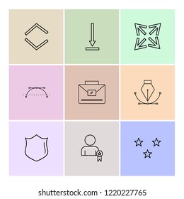 Set of 9 icons, for web, internet, mobile apps, interface design: business, finance, shopping, communication, fitness, computer, media, transportation, travel, easter, christmas, summer, device