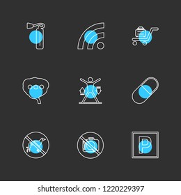 Set of 9 icons, for web, internet, mobile apps, interface design: business, finance, shopping, communication, fitness, computer, media, transportation, travel, easter, christmas, summer, device