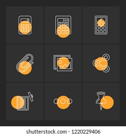 Set of 9 icons, for web, internet, mobile apps, interface design: business, finance, shopping, communication, fitness, computer, media, transportation, travel, easter, christmas, summer, device