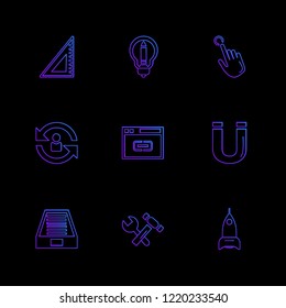 Set of 9 icons, for web, internet, mobile apps, interface design: business, finance, shopping, communication, fitness, computer, media, transportation, travel, easter, christmas, summer, device