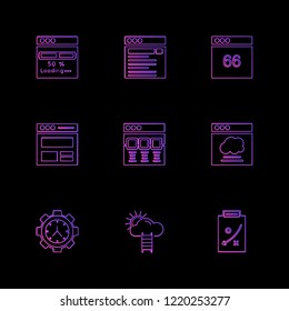 Set of 9 icons, for web, internet, mobile apps, interface design: business, finance, shopping, communication, fitness, computer, media, transportation, travel, easter, christmas, summer, device