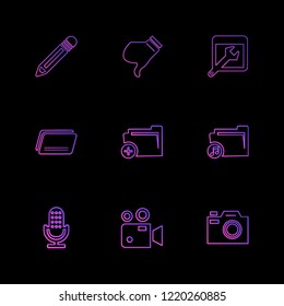Set of 9 icons, for web, internet, mobile apps, interface design: business, finance, shopping, communication, fitness, computer, media, transportation, travel, easter, christmas, summer, device