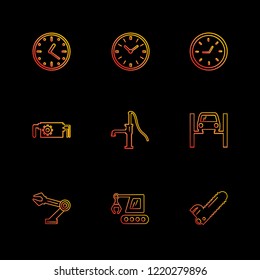 Set of 9 icons, for web, internet, mobile apps, interface design: communication, computer, media, transportation, travel, device