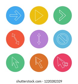Set of 9 icons, for web, internet, mobile apps, interface design: business, communication, computer, media, device