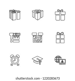 Set of 9 icons, for web, internet, mobile apps, interface design: business, finance, shopping, communication, computer, media,  easter, Christmas