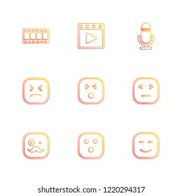 Set of 9 icons, for web, internet, mobile apps, interface design: business, finance, shopping, communication, fitness, computer, media, transportation, travel, easter, christmas, summer, device