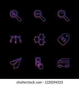 Set of 9 icons, for web, internet, mobile apps, interface design: business, finance, shopping, communication, fitness, computer, media, transportation, travel, easter, christmas, summer, device