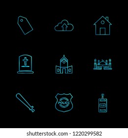Set of 9 icons, for web, internet, mobile apps, interface design: business, finance, shopping, communication, fitness, computer, media, transportation, travel, easter, christmas, summer, device