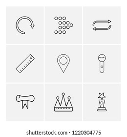Set of 9 icons, for web, internet, mobile apps, interface design: business, finance, shopping, communication, fitness, computer, media, transportation, travel, easter, christmas, summer, device