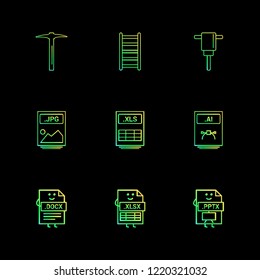 Set of 9 icons, for web, internet, mobile apps, interface design: business, finance, shopping, communication, fitness, computer, media, transportation, travel, easter, christmas, summer, device