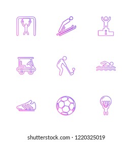 Set of 9 icons, for web, internet, mobile apps, interface design: business, finance, shopping, communication, fitness, computer, media, transportation, travel, easter, christmas, summer, device