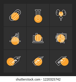 Set of 9 icons, for web, internet, mobile apps, interface design: business, finance, shopping, communication, fitness, computer, media, transportation, travel, easter, christmas, summer, device