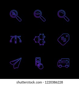 Set of 9 icons, for web, internet, mobile apps, interface design: business, finance, shopping, communication, fitness, computer, media, transportation, travel, easter, christmas, summer, device