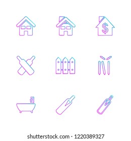 Set of 9 icons, for web, internet, mobile apps, interface design: business, finance, shopping, communication, fitness, computer, media, transportation, travel, easter, christmas, summer, device