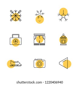 Set of 9 icons, for web, internet, mobile apps, interface design: business, finance, shopping, communication, fitness, computer, media, transportation, travel, easter, christmas, summer, device