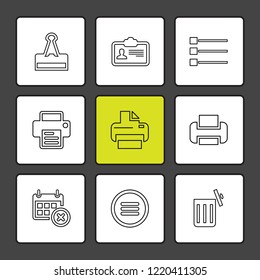 Set of 9 icons, for web, internet, mobile apps, interface design: business, finance, shopping, communication, fitness, computer, media, transportation, travel, easter, christmas, summer, device